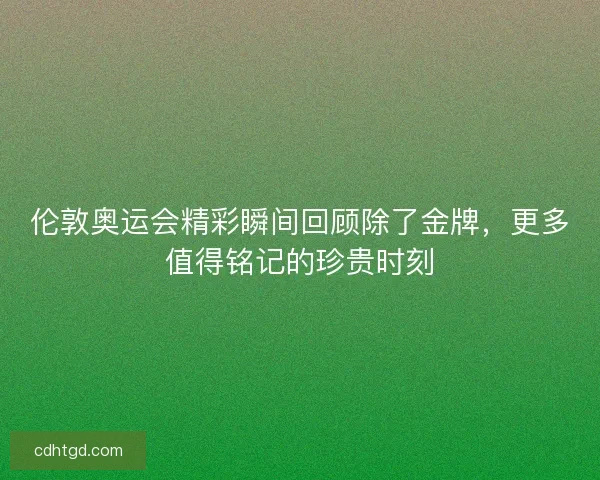 伦敦奥运会精彩瞬间回顾除了金牌，更多值得铭记的珍贵时刻